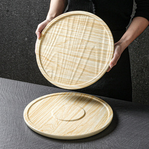 Plateau de service rond en mélamine Xiangyuan, motif grain de bois, pour hôtel et restaurant, 12,5 cm - Product Image 2