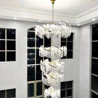 Moderne Double Hauteur Or Couleur Luxe Grand 5 Niveaux 3.5m Hauteur K9 Lustre En Cristal pour Maison Villa Foyer Escalier