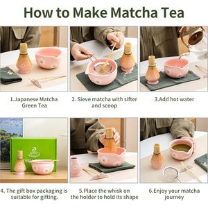 Exclusive Japanese Matcha Set 7-Piece Color <b>Box</b> Ceramic Modern Simple Design Floral Pattern <b>Tea</b> Ceremony - Product Image 5