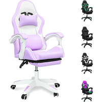 Chaise de jeu de course en cuir PU respirant rose avec repose-pieds, vente directe usine, petite commande d'essai