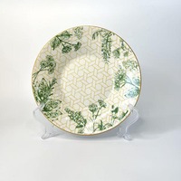 Service de table en céramique élégant de style européen vert, imprimé sous glaçure, 18 pièces, 36 pièces, assiettes en porcelaine, plats à soupe