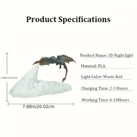 Impression 3D cracheur de feu LED veilleuse Dragon lampe de table lampes de chevet pour enfants