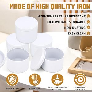 Envases de Metal para Velas de 4 oz, 8 oz y 16 oz, Latas de Metal Vacías Blancas con Tapas y Logotipo Personalizado - Product Image 3