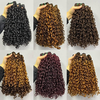 Rambut Ekstensi WXJLONGHAIR Pixie Curl Double Drawn, Bundel Rambut Asli Brasil 10-22 Inch, Model Pissy Curls