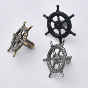 Ship Wheel Furniture Handle Antique Bronze Zinc Alloy Cabinet <b>Knob</b> Mediterranean Style Round Steering Wheel Decor - Product Image 3