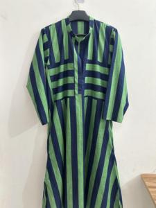 Women's <b>Summer</b> Casual Floor-Length <b>Kaftan</b> Boho Hippie Party Gown Lace Decoration Dark Pink Cotton Stripe A-Line Breathable - Product Image 4
