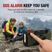 Cargador de Teléfono Solar Multifuncional con Manivela, 5000mAh, Linterna LED, Alarma SOS, Radio Portátil para Camping y Emergencias