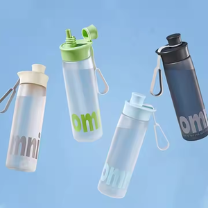 Omni Plastic Water <b>Bottle</b> With Strap Push Button Lid Bpa Free Minimalist Design For Outdoor <b>Travel</b> Hiking Unisex - Product Image 2