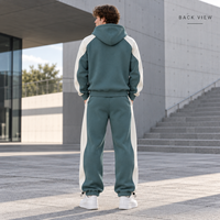 Ensemble sweat à capuche et jogging pour homme personnalisé, 2 pièces, en molleton de coton, avec blocs de couleur et poches zippées, pour tenue décontractée quotidienne