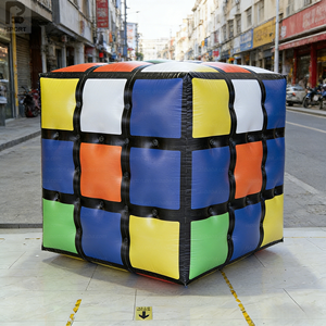 <span class=keywords><strong>Cube</strong></span> magique géant gonflable 3x3 personnalisé avec éclairage LED et base rouge pour boutique de jouets/magasin de jeux, promotion routière/marque de jeux/événement - Product Image 5