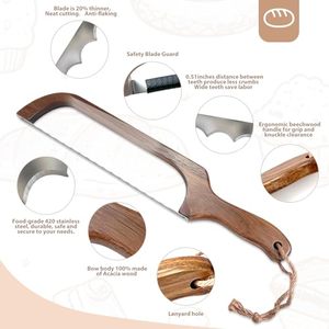 Cuchillo <span class=keywords><strong>de</strong></span> madera marrón oscuro para pan <span class=keywords><strong>de</strong></span> masa madre, cortador <span class=keywords><strong>de</strong></span> pan <span class=keywords><strong>de</strong></span> madera fácil <span class=keywords><strong>de</strong></span> usar, tipo sierra <span class=keywords><strong>de</strong></span> arco, para cortes caseros. - Product Image 2