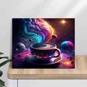 Starter kit per adulti regalo da parete arte cornice 40x5 cm/16x20 pollici pittura con numeri caffè da colorare paesaggio stile Europa - Product Image 6