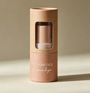 Custom Craft Paper Tube Packaging with Clear <b>Window</b> for Cosmetic Products, Recyclable and Gold <b>Foil</b> Logo Printing - Product Image 2