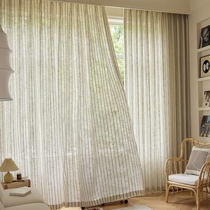 Rideaux Transparents Effet Lin Style Japonais DaiRui, Rayures Naturelles, Respirants, pour Salon, Salon de Thé, Minimaliste - Product Image 2
