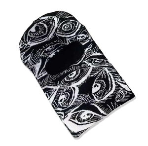 Custom 2 in 1 <strong>Skimask</strong> Winter <strong>Knitted</strong> Hat Black Full Jacquard One Hole Face <strong>Knitted</strong> Ski Mask Balaclava - Product Image 5