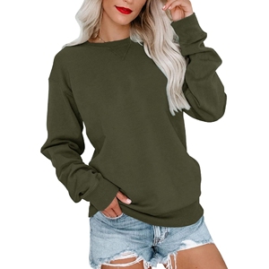 Sweat-shirt à col rond léger pour femmes couleur unie à manches longues hauts tricotés écologiques confortables respirants à séchage rapide - Product Image 1