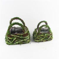 Meilleure vente moderne mousse vert fleur Pots de plantes de haute qualité en vrac maison jardin décoration paniers-cadeaux extérieur suspendu