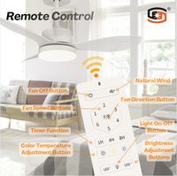 Ventilateur de plafond avec lumière, moteur BLDC de 38 pouces, télécommande, réglage de la température de couleur (CCT) et variateur d'intensité, fabriqué par un fabricant d'éclairage