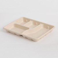 Heepack Biodégradable 11 "X 8" Rectangle 4 Compartiment Jetable Pulpe Plaque Bagasse Papier Conteneur Couvercle Clamshell Production