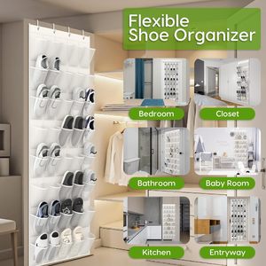 Organisateur de chaussures à suspendre derrière la porte, 40 poches, en maille respirante, support mural pour rangement de chaussures, blanc - Product Image 3
