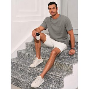 2025 hommes décontracté été T-Shirt motif 3D à manches courtes tricot Texture col rond avec poche coupe ample haut surdimensionné - Product Image 4