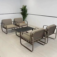 Ensemble de canapés d'extérieur modernes et confortables en aluminium, canapé de jardin, canapé de loisirs pour cours, villas, salon