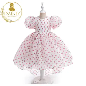 FSMKTZ robe de princesse en organza à pois pour filles sentiment doux enfants robe florale enfants longue queue filles robe