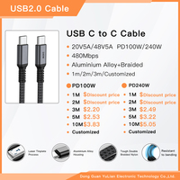 Kabel Pengisian Cepat USB Type-C USB2.0 PD Nylon Terjalin 1m/2m/3m 100W 5A untuk Ponsel Android, Laptop, Printer & Scanner