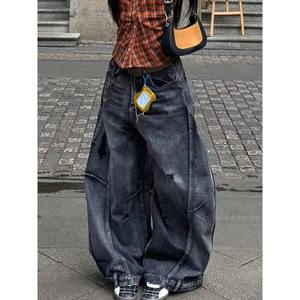 2026 Niche Design New Straight Scimitar Dad <b>Jeans</b> Ripped Vintage Washed High Street Spring Couple Style Long Pants - Product Image 2