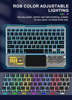 Clavier et souris miniatures transparents sans fil avec rétroéclairage RVB et pavé tactile pour iPad, tablette Android et PC