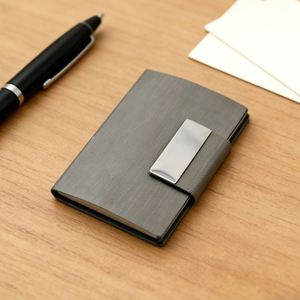 Tarjetero Ejecutivo de Lujo, Metálico, Hecho a Mano, Personalizado con Logotipo, Impresión de Serigrafía Promocional - Product Image 1