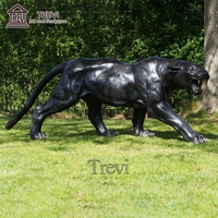 Sculpture de mascotte animale de décoration extérieure, statue de panthère noire en bronze