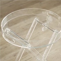 Acrylique transparent petite Table pliante plateau rond Table à boissons pour salon chambre salle de bain jardin bureau