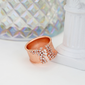 Anello di Gioielleria FY, Anello Aperto Chunky Unisex con Fiore Largo, Gemma, Strass, Pietra Portafortuna, Zirconia Cubica per Donne e Uomini - Product Image 5