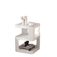 Table basse minimaliste moderne en fer avec plateau en verre et étagère de rangement pour chambre et salon