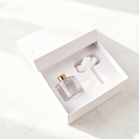 Diffuseur de parfum d'ambiance de luxe 50 ml en verre avec fleur en céramique et porcelaine, pour huiles essentielles
