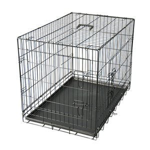 <strong>Large</strong> Double-Door <strong>Dog</strong> Cage with Easy Carry Install Solid Pattern Iron <strong>Kennel</strong> for Larger Breeds Stainless Steel Metal - Product Image 5
