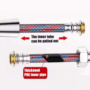 Tuyau de douche <span class=keywords><strong>flexible</strong></span> en acier inoxydable <span class=keywords><strong>extractible</strong></span> avec connecteur anti-explosion <span class=keywords><strong>pour</strong></span> chauffe-eau universels et pomme de douche - Product Image 4