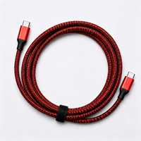 Cable de Datos USB Tipo-C/C PD100W de 6 Núcleos con Revestimiento de Nailon para Carga Rápida de Teléfonos Móviles, Tabletas, Laptops, Cámaras y Cargadores de Auto