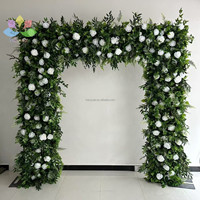 F40 Décoration florale artificielle pour mariage, guirlande de verdure artificielle, rangée de feuilles vertes et blanches, décoration florale en forme de U pour arche