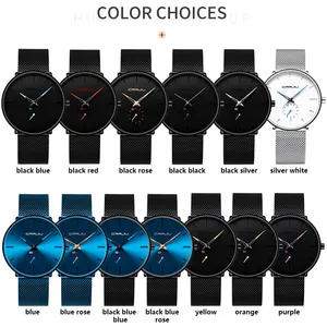 Crrju Official Store 2150 Waterproof Customize Logo Simple Personalized Design Ultra Thin Men Watches Wristwatches