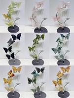 Support de boule sculptée en pierres précieuses naturelles en gros : Quartz rose, Améthyste, Quartz de feu, Obsidienne, Cristal papillon avec support pour la décoration