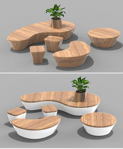 Ensemble de sièges décoratifs en FRP, style artistique, pour centre commercial, parc, espace public, tabouret de repos, pot de fleurs, banc d'arbre pour aménagement paysager et relaxation - Product Image 3