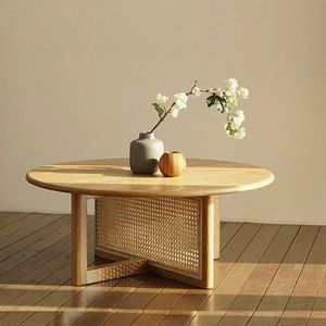 Tavolino da Caffè Rotondo per Piccoli Soggiorni in <span class=keywords><strong>Legno</strong></span> di Pino Naturale Senza Vernice Grado E1 Arredamento di Alta Qualità - Product Image 1
