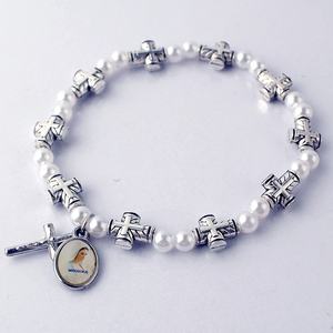 <span class=keywords><strong>Medjugorje</strong></span> Medaglia con perline In Metallo e Perle perline braccialetto elastico - Product Image 2