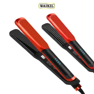 WAIKIL New Professional LCD Display Salon flat irons 2 in 1 professional hair straightener 2 Style Women's Wave Shaped flat iron