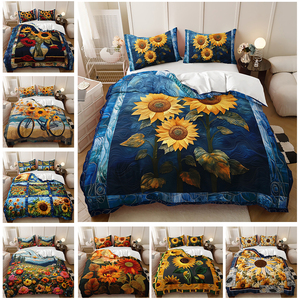 3D in kỹ thuật số Hướng Dương sơn dầu phong cách lĩnh vực lĩnh vực Duvet cover Set - Product Image 2