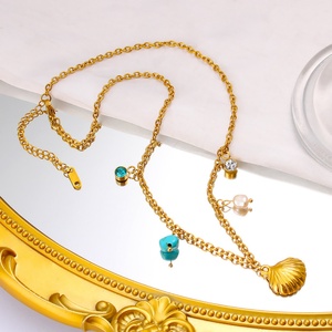 Collares de Acero Inoxidable con Baño de Oro de 18k, Colgante de Concha, Cuentas de Turquesa, Dije de Perla, Acento de Cristal, Joyería de Verano para Playa para Mujer - Product Image 6
