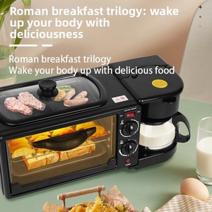 Máquina de desayuno casera tres en uno, pan tostado y horno de sándwich, cafetera eléctrica para carne de cerdo - Product Image 3