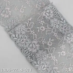 Vintage Grau 13CM Spandex Net Elastic Lace Stoff Fancy Flower Mesh Lace Trim Stretch Spitze für Kleid Dessous BH